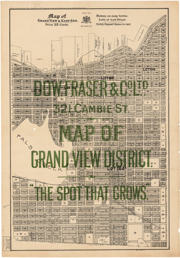 Grandview The Spot That Grows: Developers map of Grandview and the East End, 1907. From the City of Vancouver Archives
